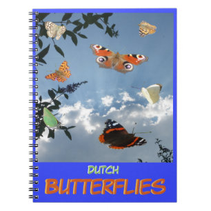 Caderno Espiral Borboletas Holandesas. Bloco de Notas de Texto