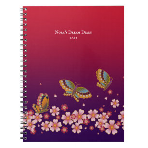 Caderno Espiral Borboletas japonesas Sakura Blossoms Personalizado