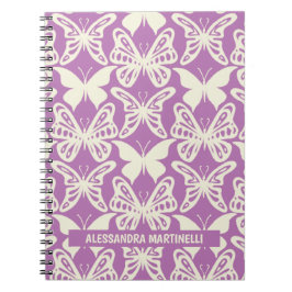 Caderno Espiral Borboletas naturais no notebook roxo