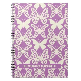 Caderno Espiral Borboletas naturais no notebook roxo