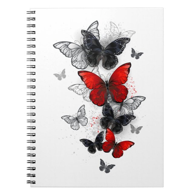 Caderno Espiral Borboletas Negras e Vermelhas (Frente)
