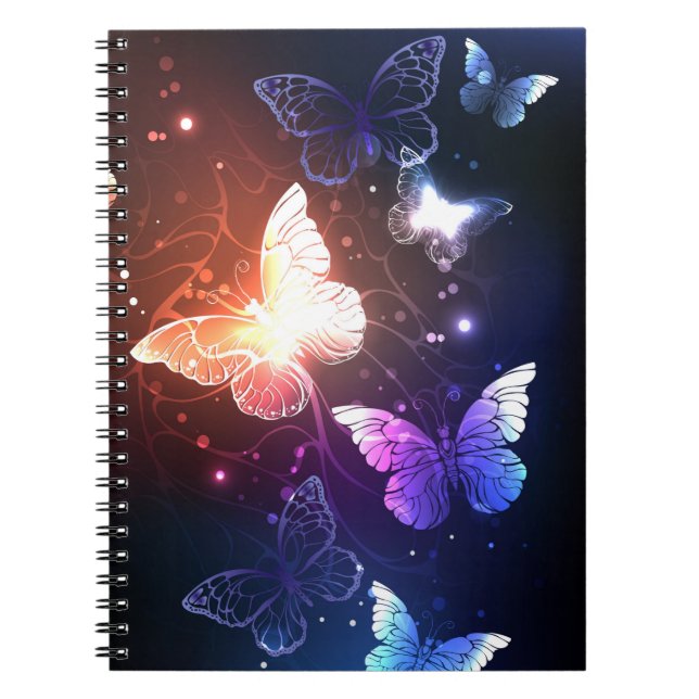 Caderno Espiral Borboletas noturnas brilhantes (Frente)