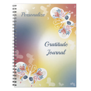 Caderno Espiral Borboletas Pastel Elegantes Gratidão Personalizada