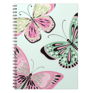 Caderno Espiral Borboletas Pinks e Verdes