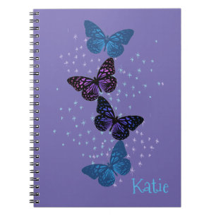 Caderno Espiral Borboletas roxas azuis