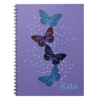 Caderno Espiral Borboletas roxas azuis