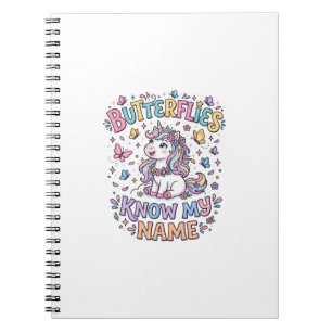 Caderno Espiral Borboletas Unicórnio Conhecem Meu Nome Encantador 