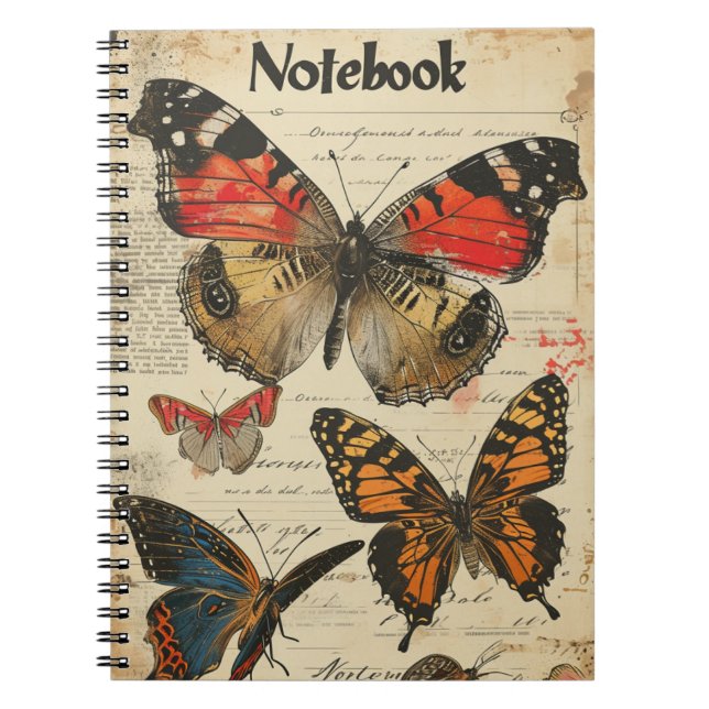 Caderno Espiral Borboletas Vintage (Frente)