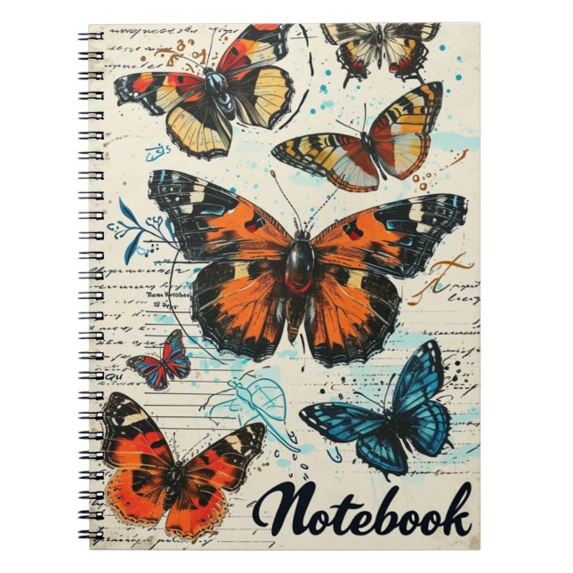 Caderno Espiral Borboletas Vintage (Frente)