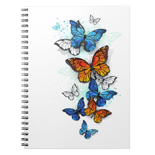 Caderno Espiral Borboletas voadoras Morpho e Monarca (Frente)