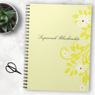 Caderno Espiral Borda de Filigrana Amarela Retroativa Personalizad