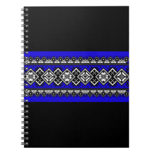 Caderno Espiral Bordado azul