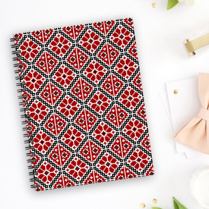 Caderno Espiral Bordado Étnico Eslavo, Tradicional Balcânico