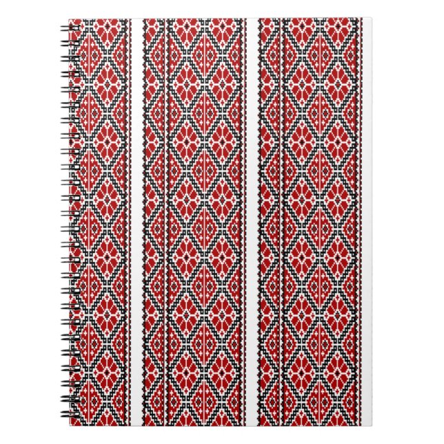 Caderno Espiral bordado vermelho-ukriano (Frente)