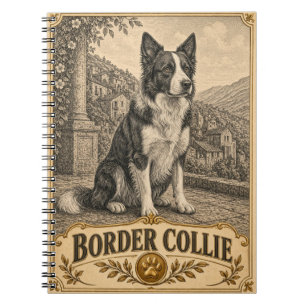 Caderno Espiral Border Collie, Cão de Herança Vintage