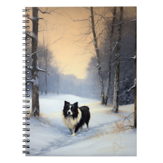 Caderno Espiral Border Collie Deixe Nevar Natal (Frente)