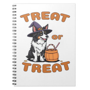 Caderno Espiral Border Collie Halloween Dog Figurume "Treat or Tre