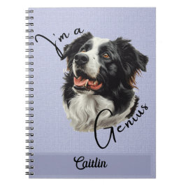 Caderno Espiral Border Collie - "I'm a Genius" - Design personaliz