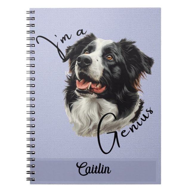 Caderno Espiral Border Collie - "I'm a Genius" - Design personaliz (Frente)