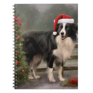 Caderno Espiral Border Collie no Natal na Neve