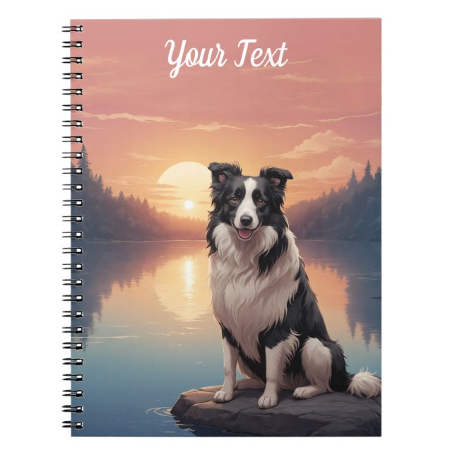 Caderno Espiral Border Collie por Lago (Frente)