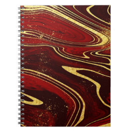 Caderno Espiral Borgonha e Dourado Marble