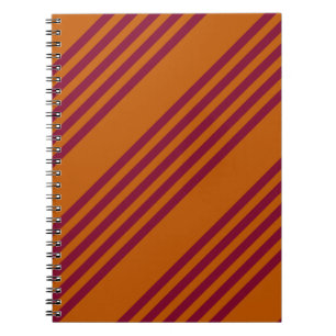 Caderno Espiral Borgonha vermelha e laranja queimada, 5 trilhas.