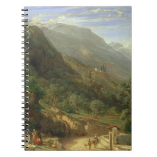 Caderno Espiral Bosques verde-oliva em Varenna, lago Como, Italia,