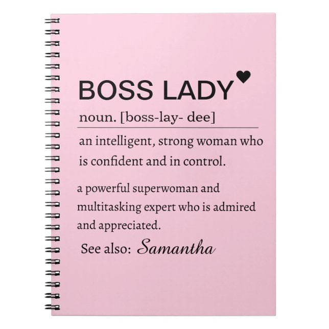 Caderno Espiral Boss Lady Definition Personalized  (Frente)