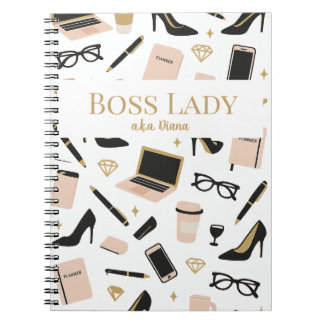 Caderno Espiral Boss Lady Notebook – Custom Name Gift for Women