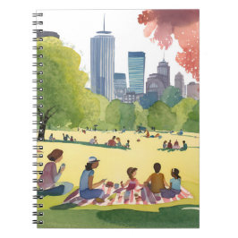 Caderno Espiral Boston Common Picnic | Summer Watercolor Painting