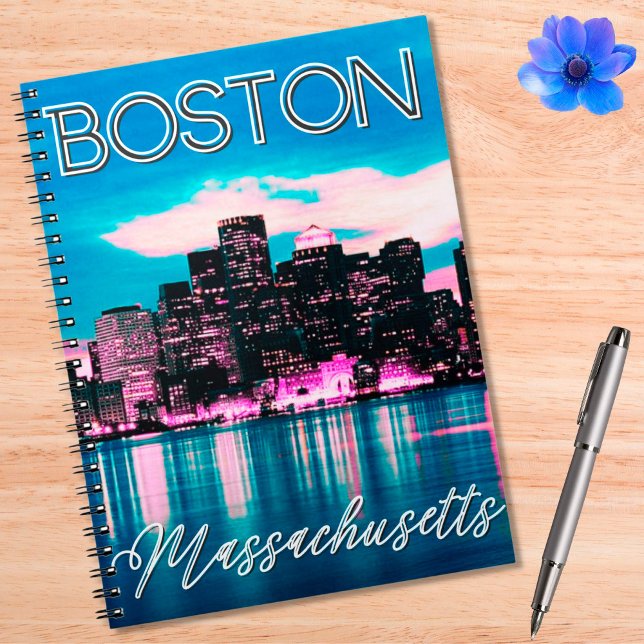 Caderno Espiral Boston Massachusetts Skyline (Criador carregado)