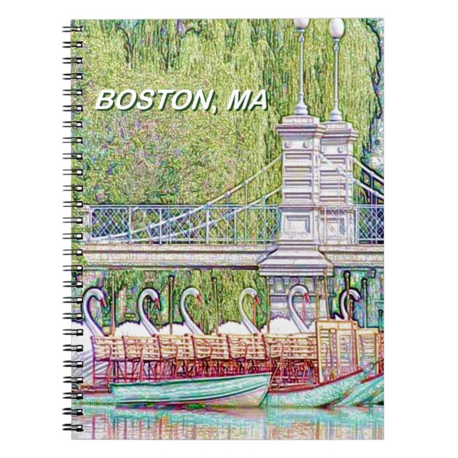 Caderno Espiral Boston Swan Boats in Pencil and Ink (Frente)