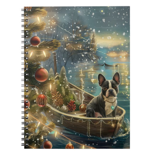 Caderno Espiral Boston Terrier Christmas Fesage Voyage (Frente)