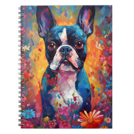 Caderno Espiral Boston Terrier colorido