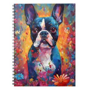 Caderno Espiral Boston Terrier colorido
