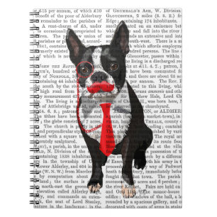 Caderno Espiral Boston Terrier com Red Tie e bigode 2