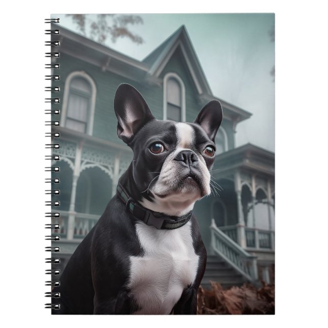 Caderno Espiral Boston Terrier Halloween Scary (Frente)