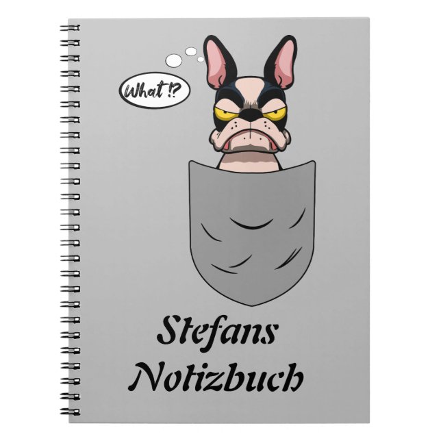 Caderno Espiral Boston Terrier in Brusttasche, lustig (Frente)