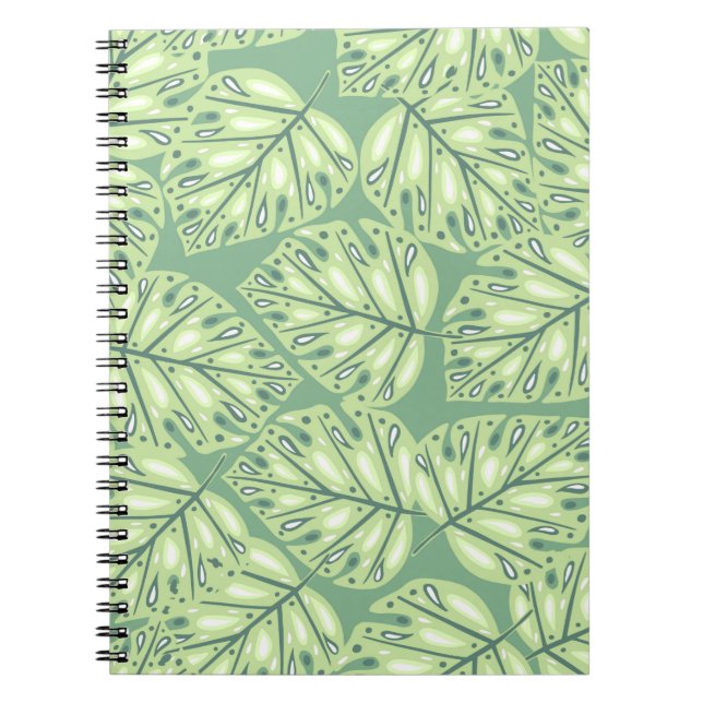 Caderno Espiral Botanic jungle seamless pattern in pastel green co (Frente)
