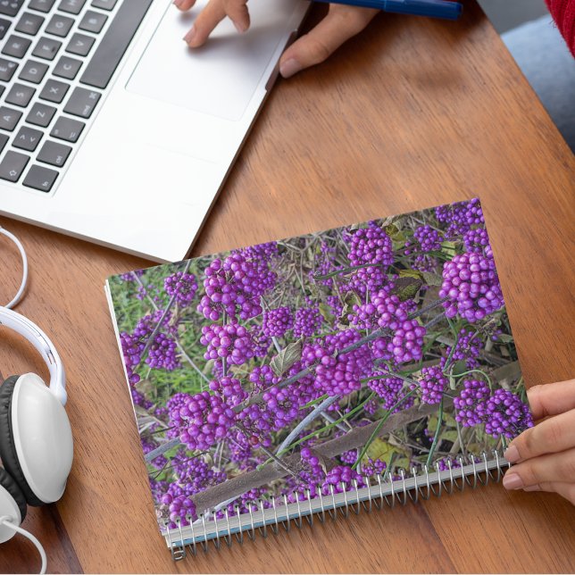 Caderno Espiral Botânica de Beautyberry americana púrpura (In Situ)