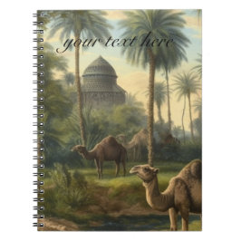 Caderno Espiral Botânica: dromedários na selva perto de um rio