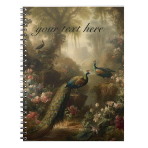 Caderno Espiral Botânica: três jardins de pavões personalizáveis