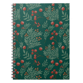Caderno Espiral Botanical Red Berry Christmas Notebook