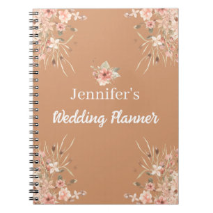 Caderno Espiral botânico boho castanho outono planejador de casame