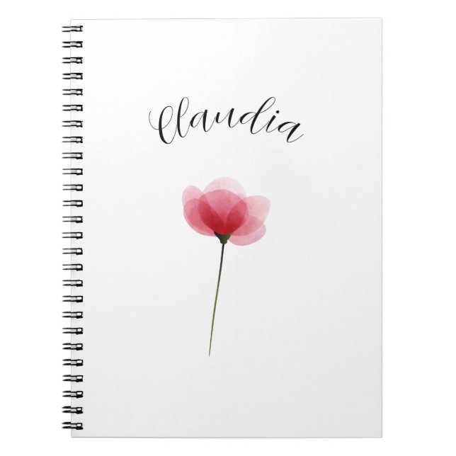 Caderno Espiral Botânico Floral Tendência Mínima Aquarela Fofo (Frente)