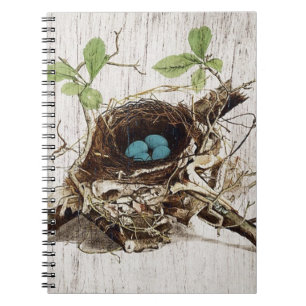 Caderno Espiral botânico francês do ninho do pássaro das coisas
