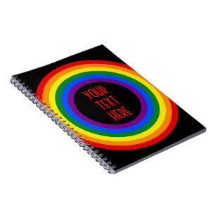 Caderno Espiral BOTÃO DA BANDEIRA DO ARCO-ÍRIS + seu signo ou text