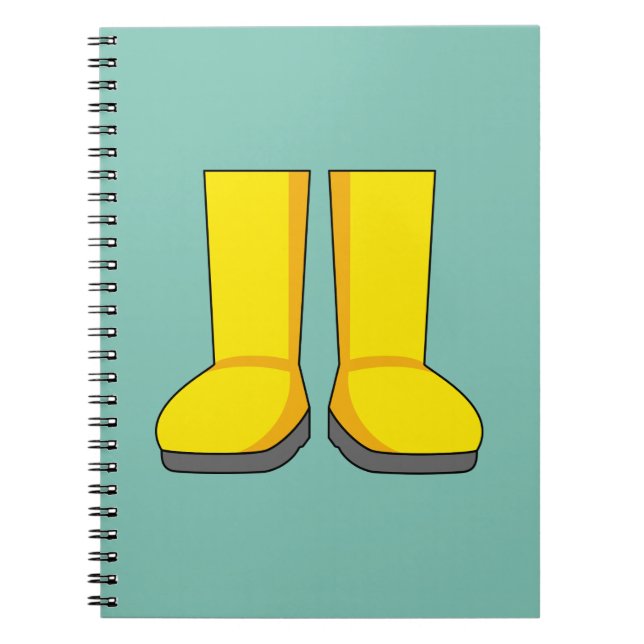 Caderno Espiral Botas de Borracha Amarelas para Chuva (Frente)
