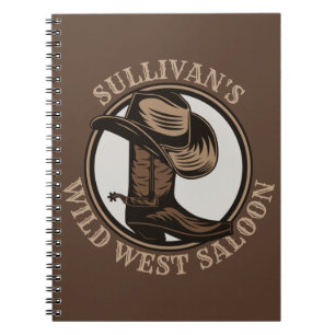 Caderno Espiral Botas de cowboy ocidentais e selvagens personaliza